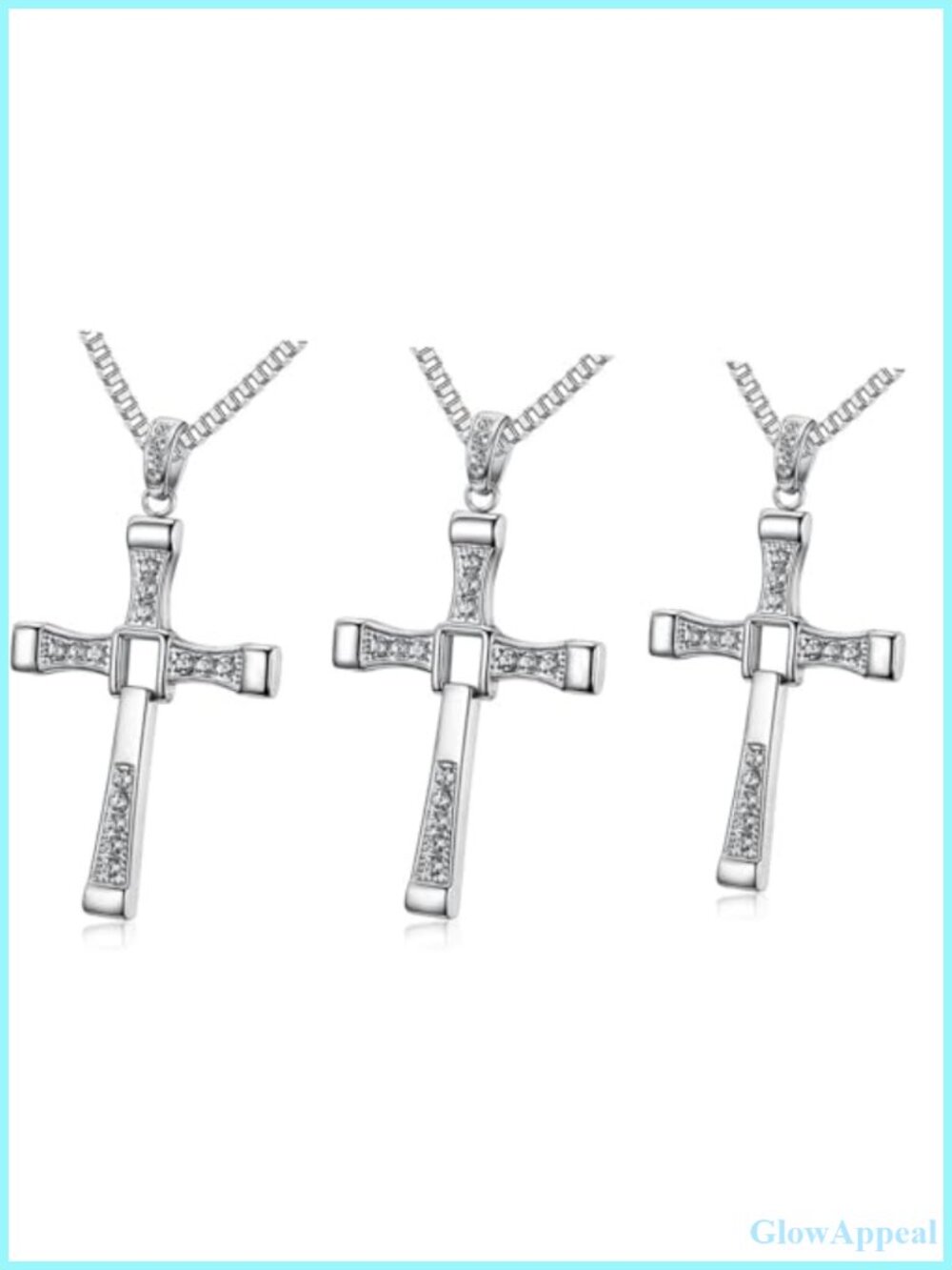 3 Pc Cross Pendant Necklace Set Cable Chain Lobster Clasp Classic Layered